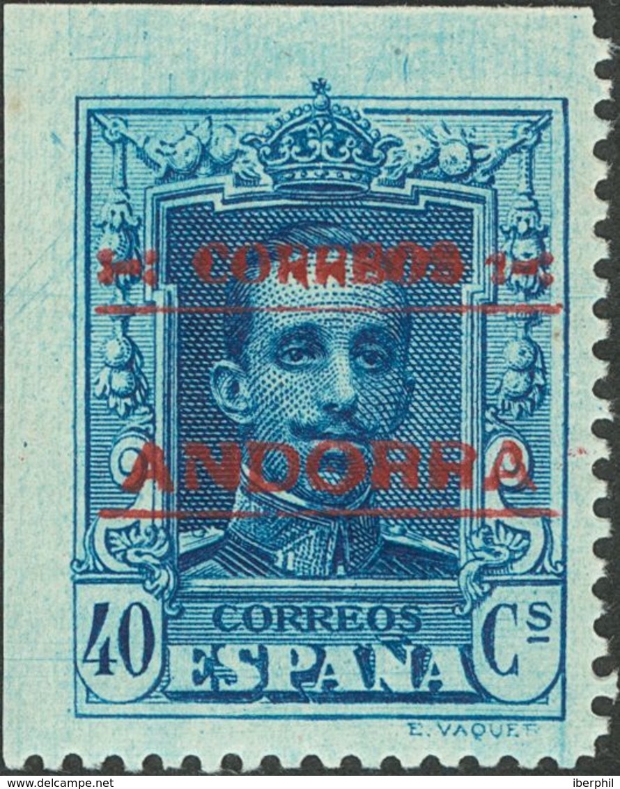 **8. 1928. 40 Cts Azul. Variedad SIN DENTAR EN EL ANGULO SUPERIOR IZQUIERDO. A EXAMINAR. - Autres & Non Classés