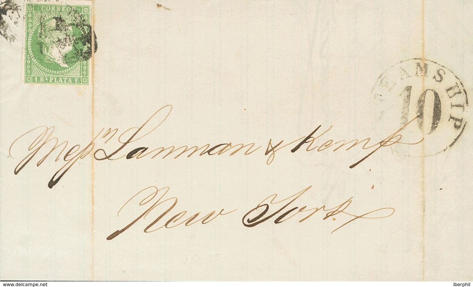 SOBRE. 1861. Dos Cartas Dirigidas A ESTADOS UNIDOS, Franqueadas Respectivamente Con El ½ Real Azul (dirigida A Hertford) - Cuba (1874-1898)