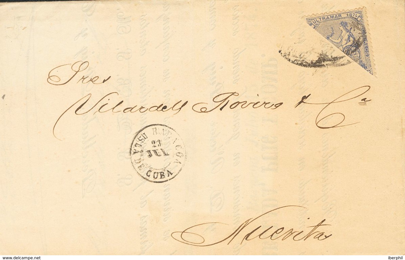 SOBRE 22f, 23f. 1871. Dos Cartas De BARACOA Y HOLGUIN Ambas Dirigidas A NUEVITAS Y Circuladas Con El 25 Cts Ultramar Y 5 - Cuba (1874-1898)