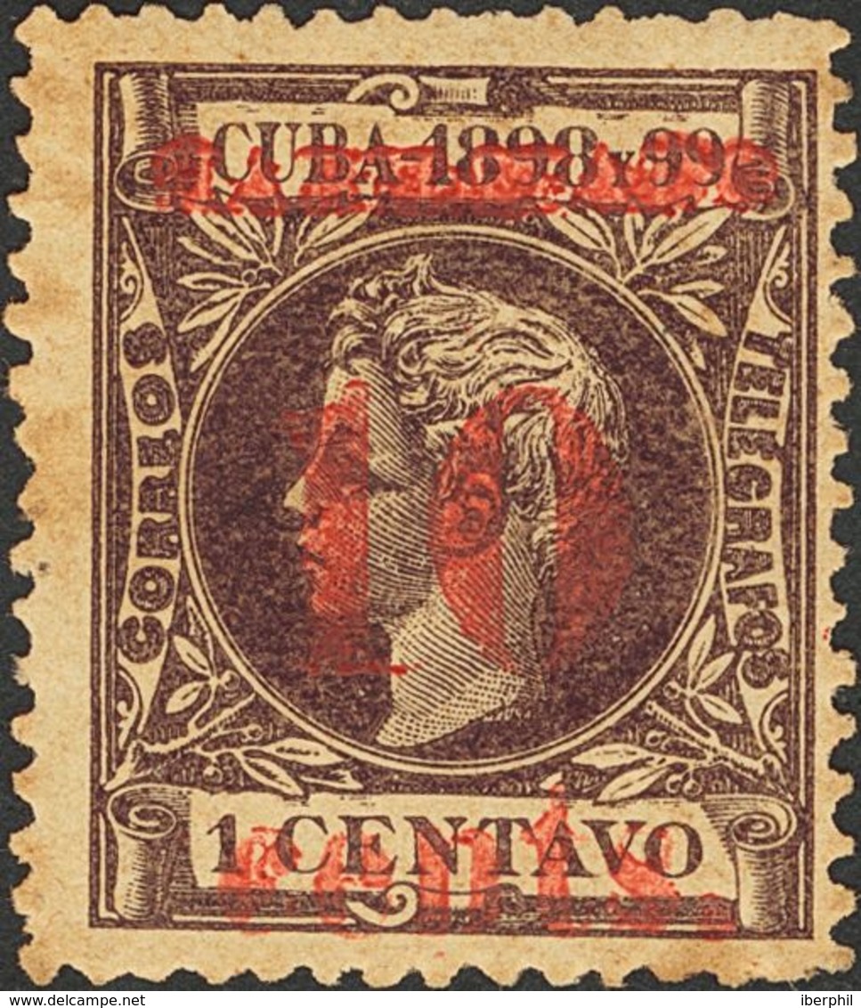 *15. 1898. 10 Ctvos Sobre 1 Ctvo Violeta (posición 3). MAGNIFICO. Cert. ECHENAGUSIA. - Cuba (1874-1898)