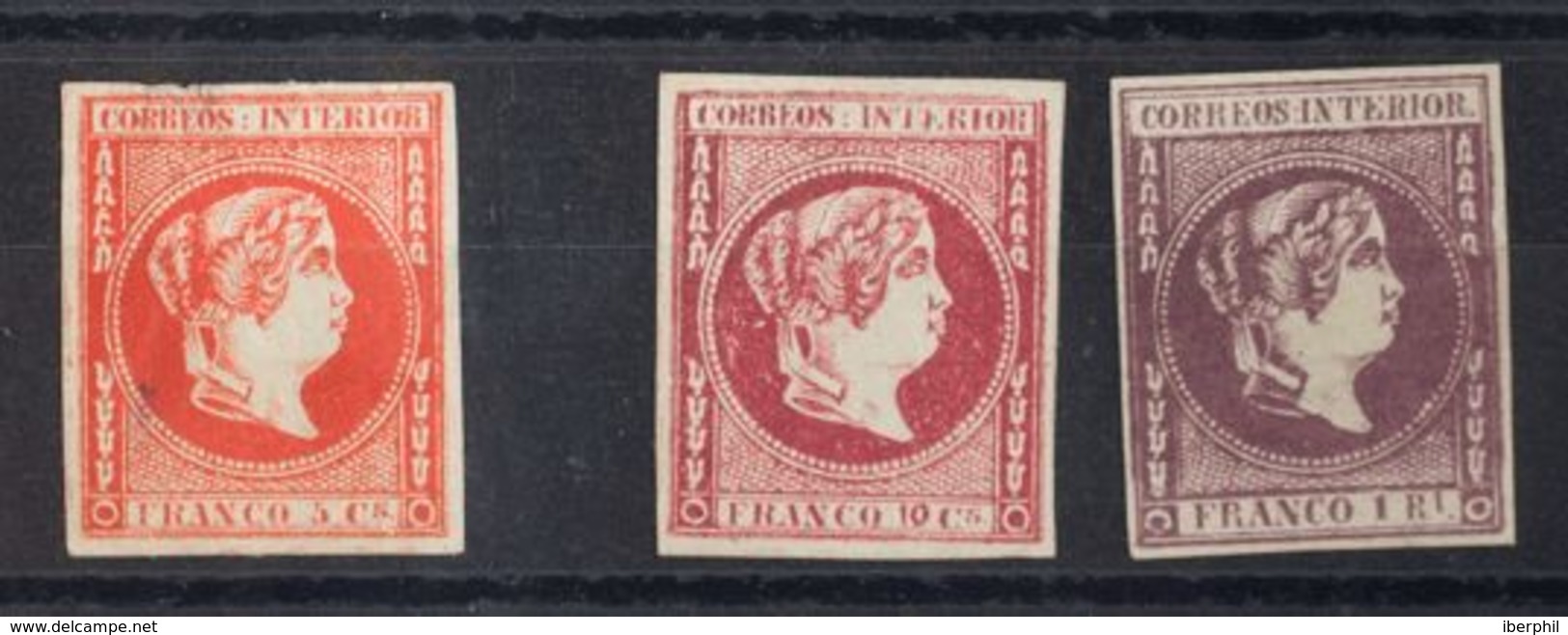 (*)11/13. 1863. 5 Cuartos Bermellón, 10 Cuartos Carmín Y 1 Real Violeta (pequeños Defectitos, Magnífica Presencia). MAGN - Philipines