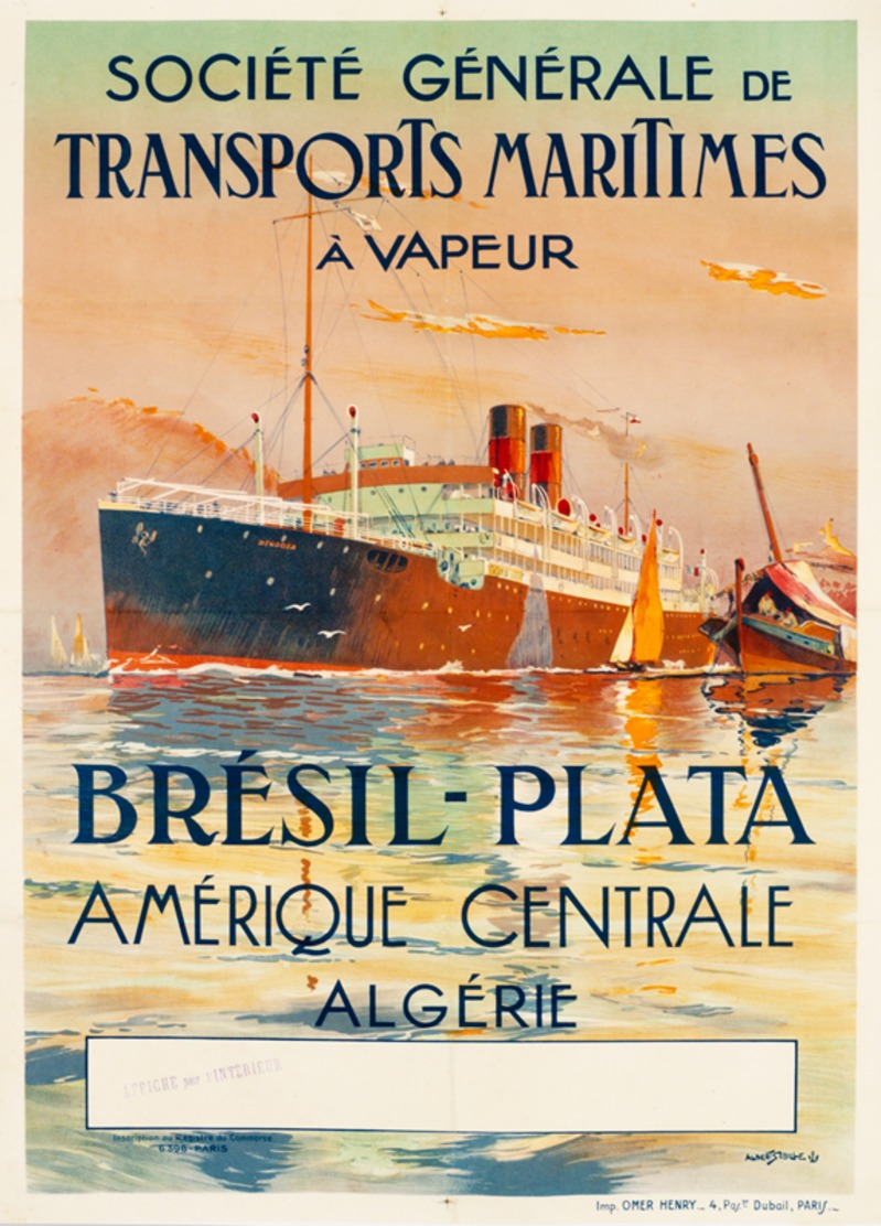 France Navigation Postcard S.G.T.M. Brésil-Plata 1925 - Reproduction - Advertising