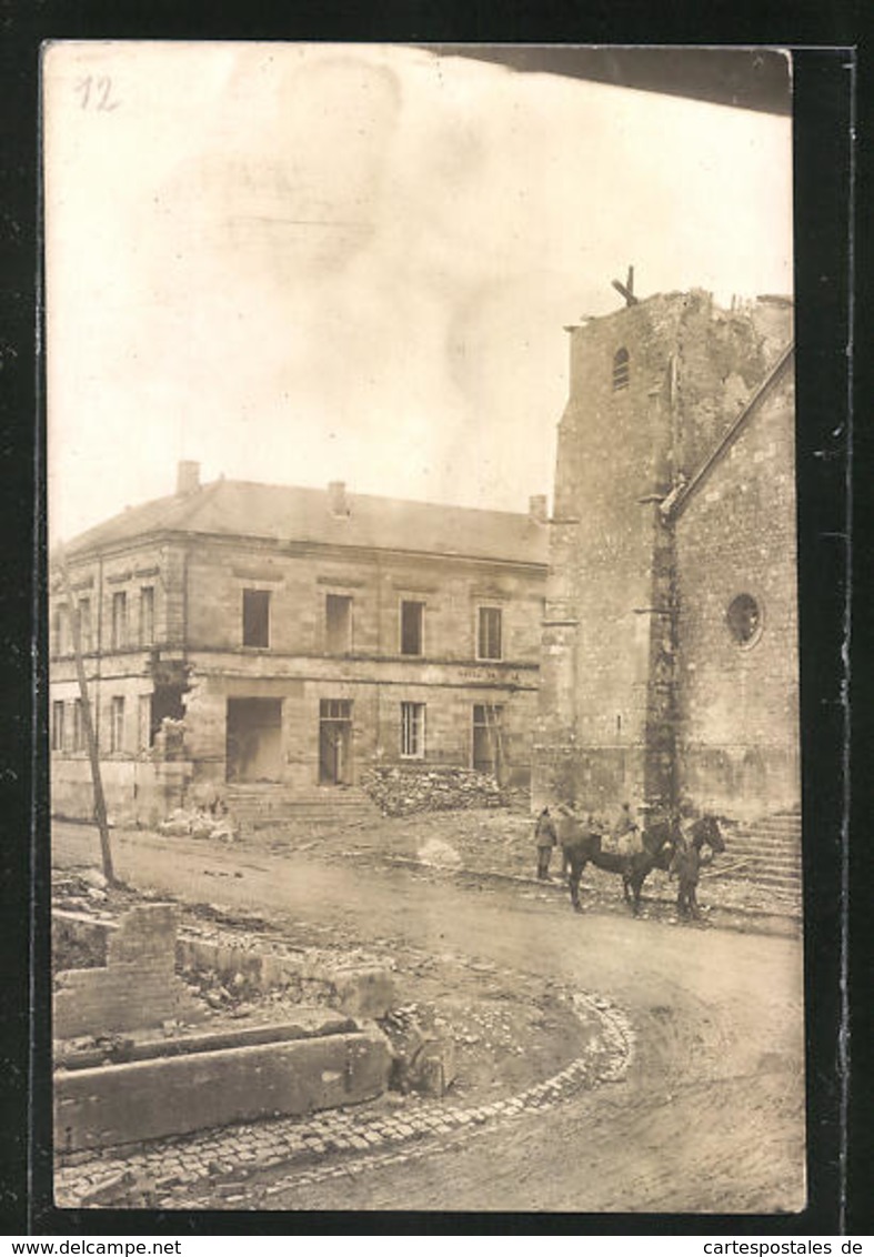 Photo-CPA Sivry, Vue De La Rue Avec Détruites Hotel De Ville - Autres & Non Classés