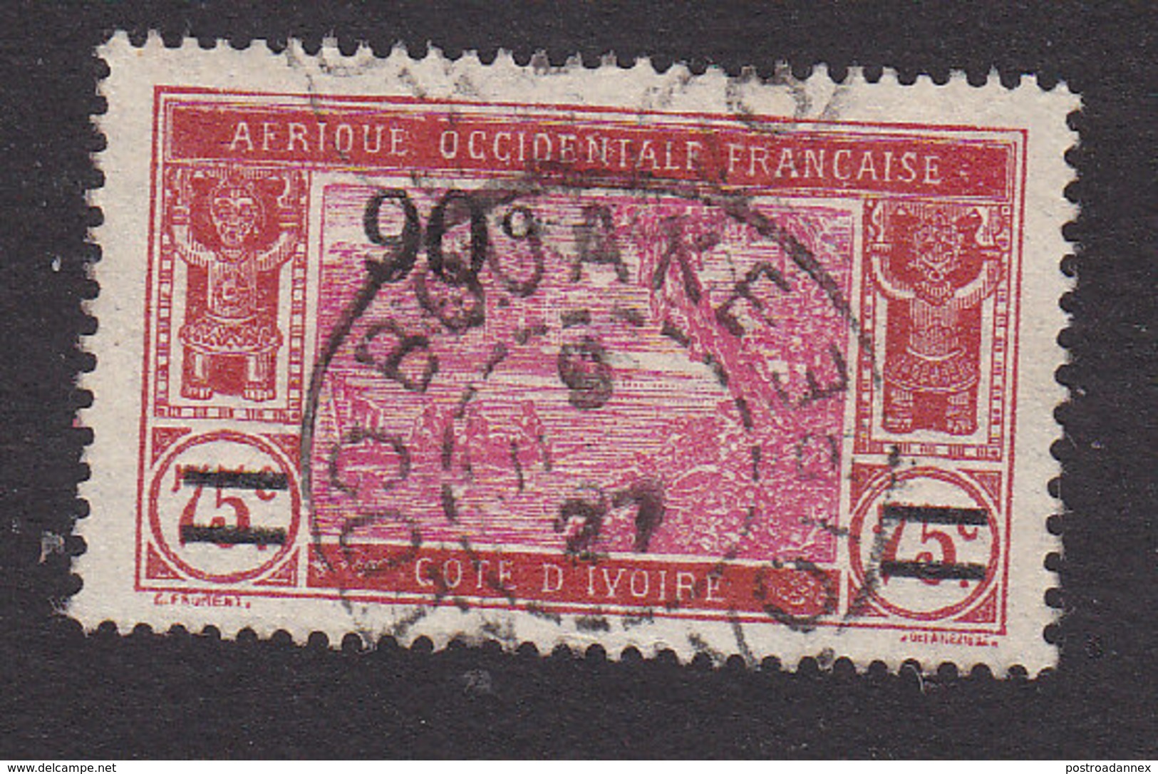 Ivory Coast, Scott #86, Used, River Scene Surcharged, Issued 1924 - Used Stamps