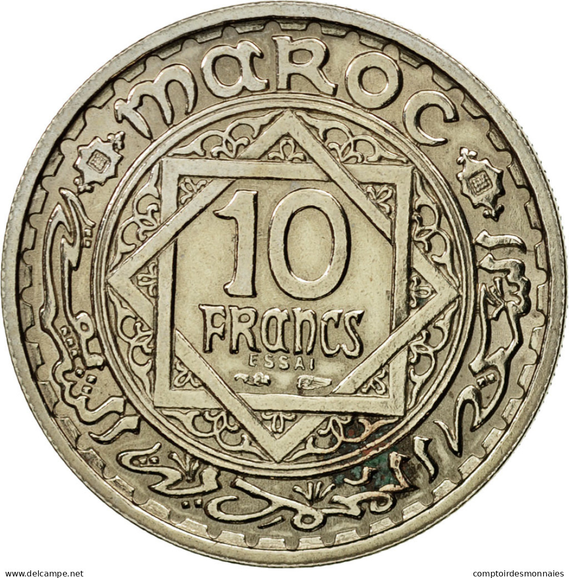 Monnaie, Maroc, 10 Francs, AH 1366/1947, Paris, ESSAI, SPL, Copper-nickel - Maroc