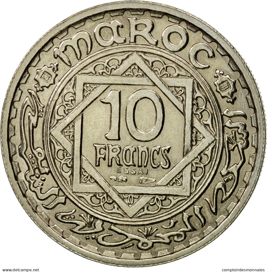 Monnaie, Maroc, 10 Francs, AH 1366/1947, Paris, ESSAI, FDC, Copper-nickel - Marokko