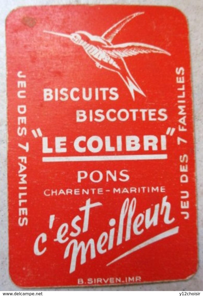 JEU DE CARTES 7 SEPT FAMILLES COMPLET B. SIRVEN BISCUITS BISCOTTES LE COLIBRI PONS CHARENTE MARITIME SOLDAT MILITARIA