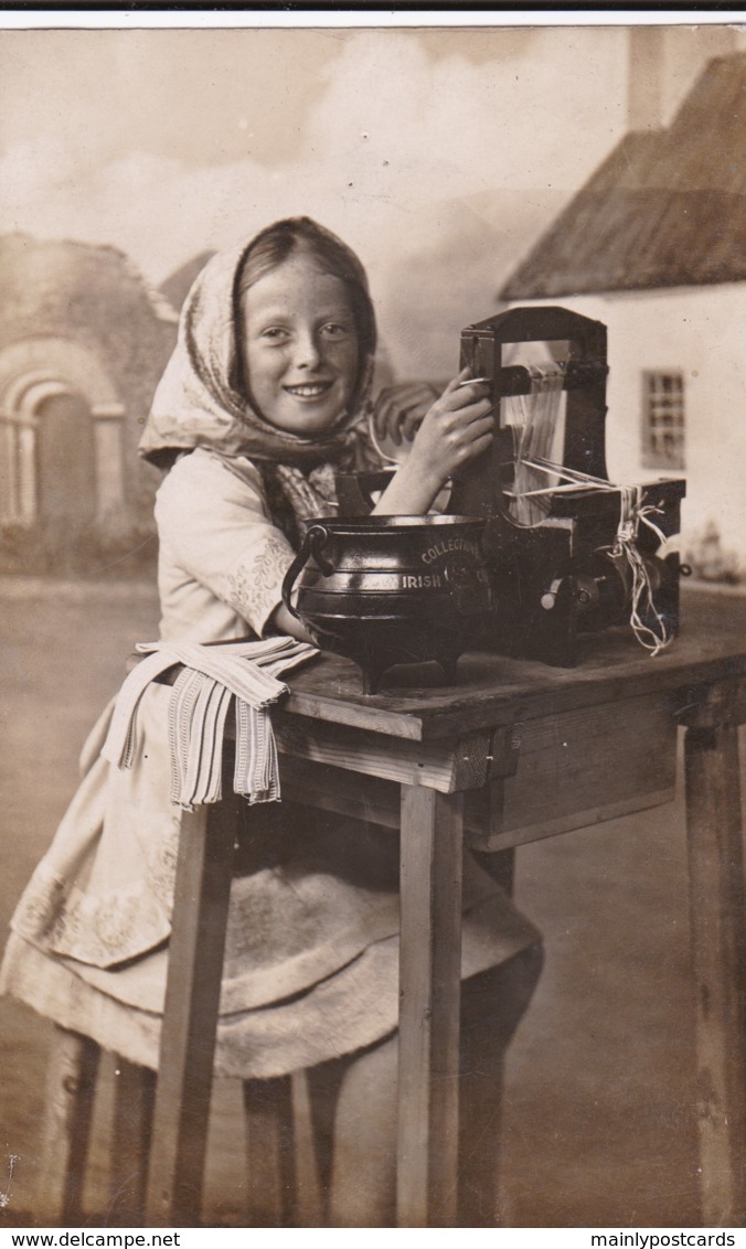 AQ74 - RPPC - Young Girl Weaving - Photographs