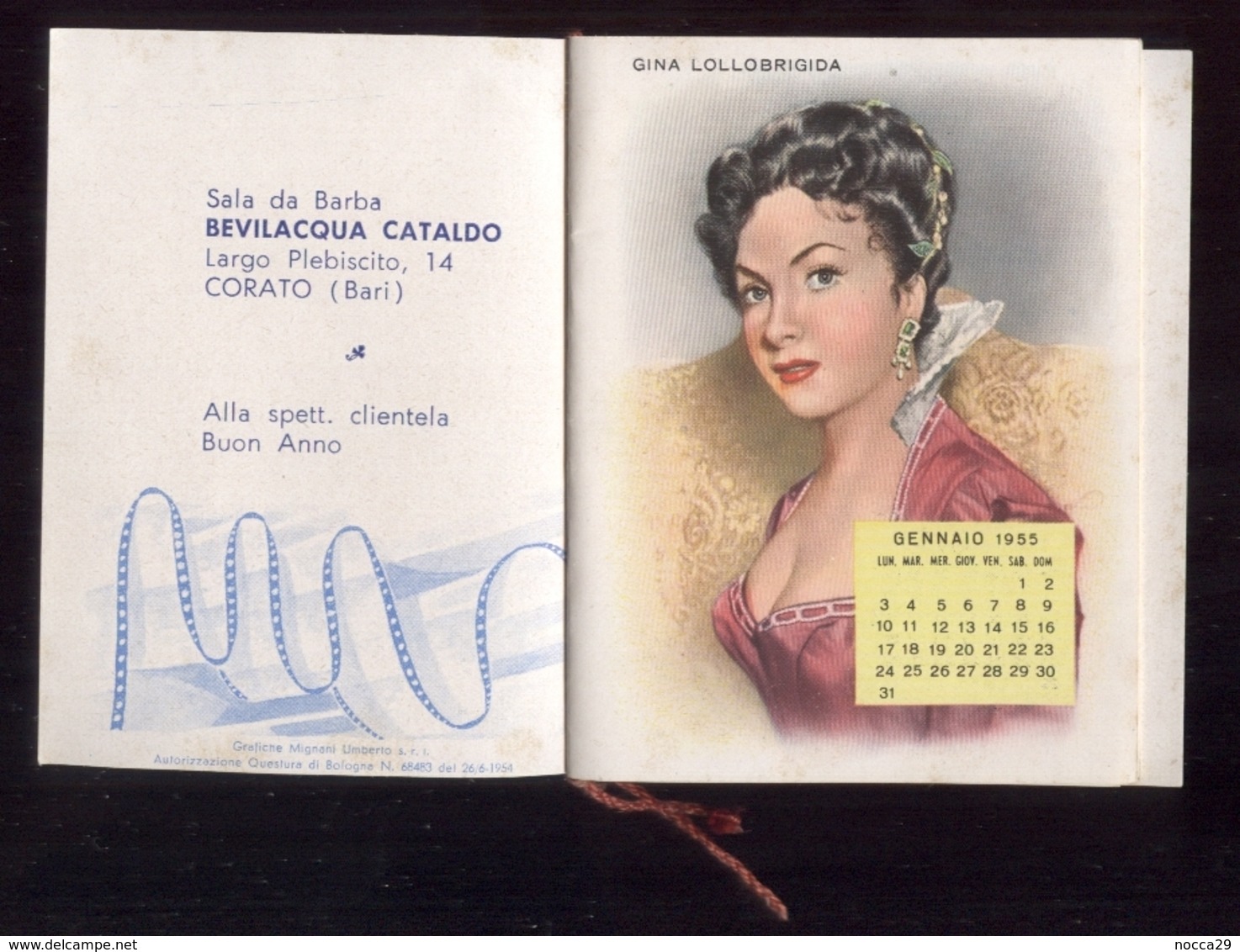 CALENDARIETTO DEL 1955 DI CORATO - DIVI: AVA GARDNER - GREGORY PECK - MARILYN MONROE - YVONNE DE CARLO - SHELLEY WINTERS - Small : 1941-60