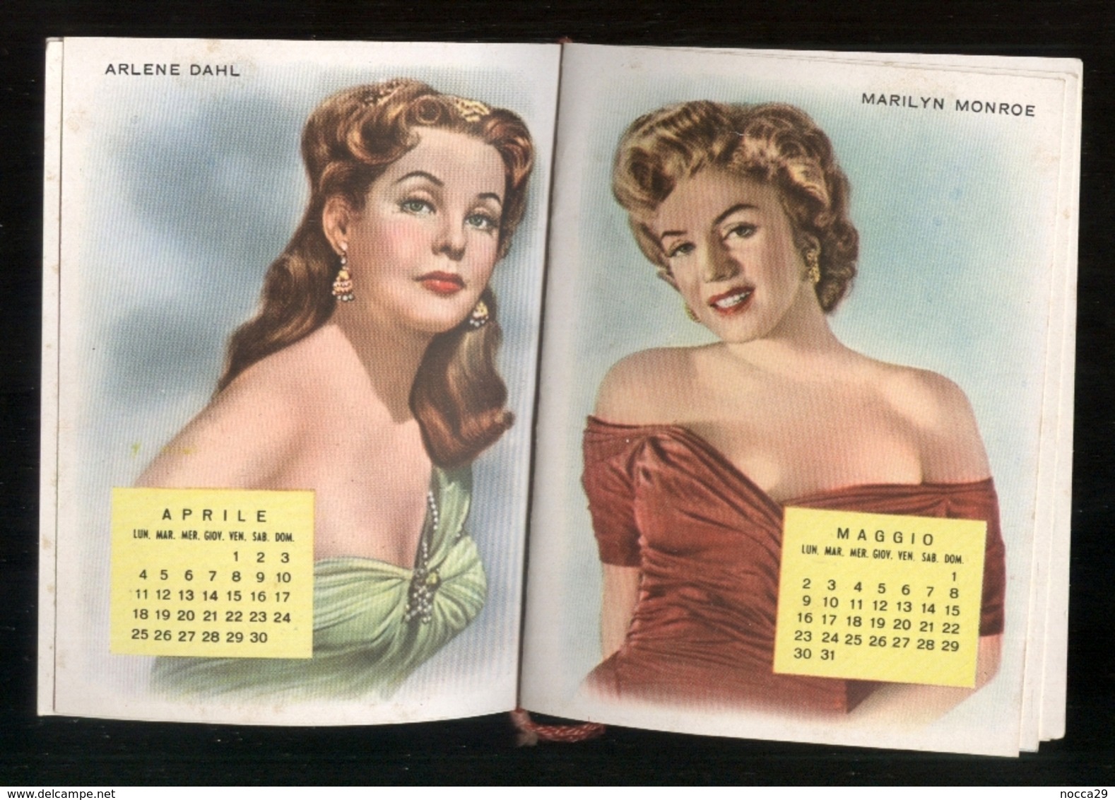 CALENDARIETTO DEL 1955 DI CORATO - DIVI: AVA GARDNER - GREGORY PECK - MARILYN MONROE - YVONNE DE CARLO - SHELLEY WINTERS - Small : 1941-60