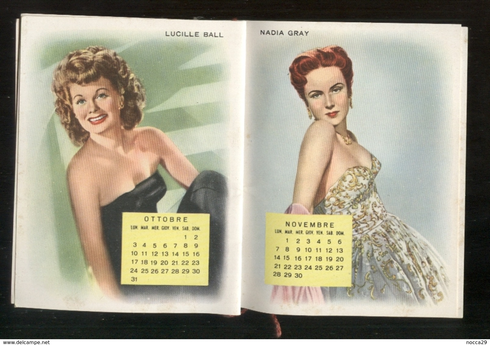 CALENDARIETTO DEL 1955 DI CORATO - DIVI: AVA GARDNER - GREGORY PECK - MARILYN MONROE - YVONNE DE CARLO - SHELLEY WINTERS - Small : 1941-60