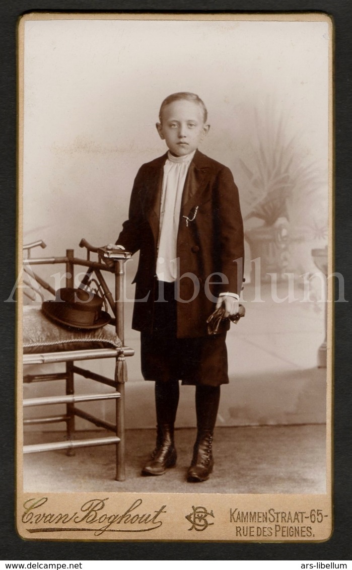 Photo / CDV / Confirmation / Communie / Boy / Garçon / Photographer Charles Van Boghout / Antwerpen / 2 Scans - Anciennes (Av. 1900)