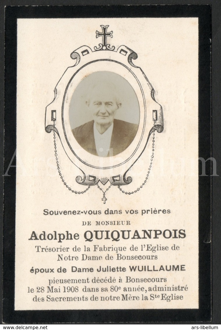 Doodsprentje / Bidprentje / Avis De Décès / Adolphe Quiquandpois / Bonsecours / 1908 / 2 Scans / Bon-Secours - Décès