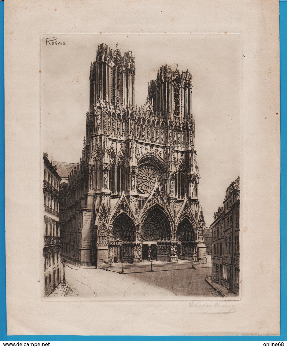 Victor Valery (1889-1910) DESSIN Cathédrale De Reims - Disegni