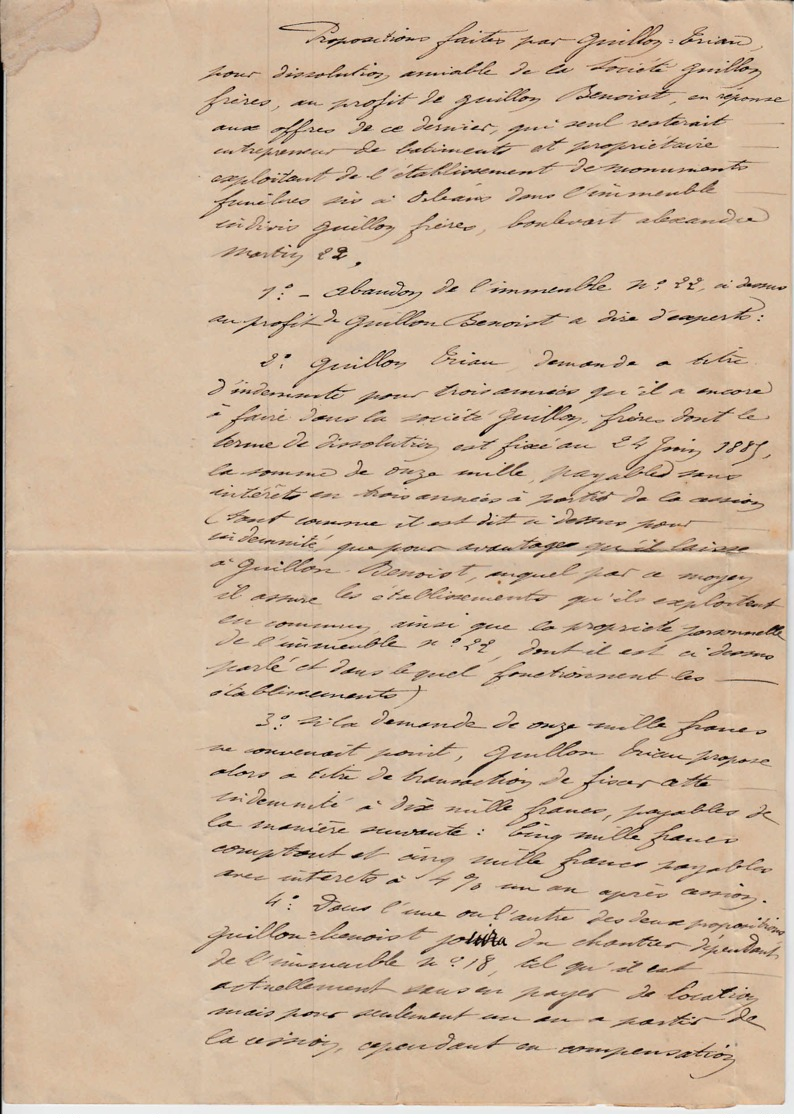 FRANCE - 1882 - Dissolution D'entreprise - Propositions - 1900 – 1949