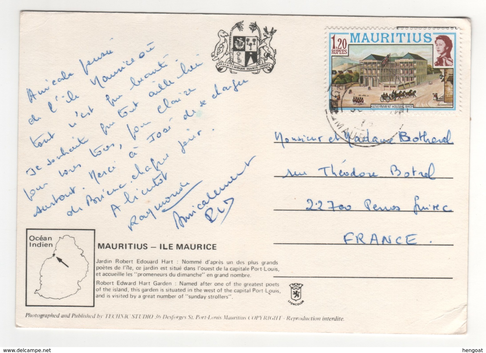 Beau  Timbre , Stamp  Sur CP , Carte , Postcard Du ?? - Maurice (1968-...)