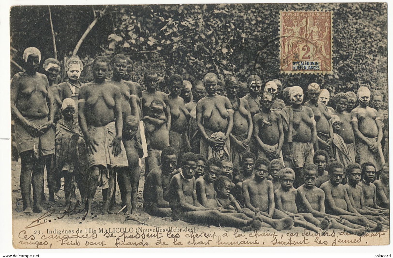 New Hebrides Ile Malicolo  Nude Natives With Paintings On The Head P; Used Port Vila  New Caledonia Stamp - Vanuatu