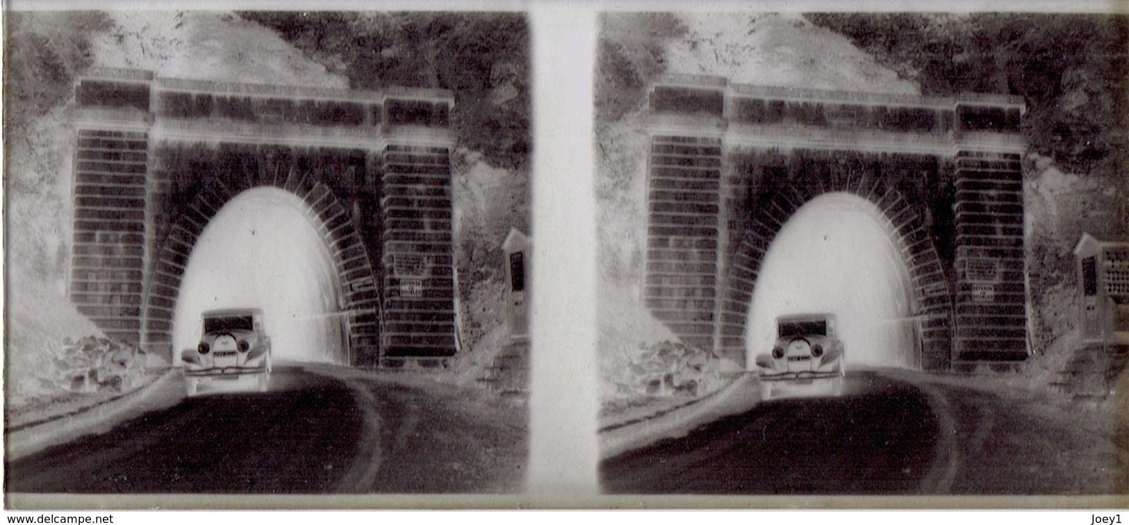 Plaque Stéréo Voiture Dans Les Pyrénées 1940 Avec Contact Argentique - Glasplaten