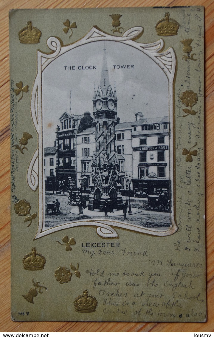 Leicester - The Clock Tower - Carte Avec Décor Inhabituel En Relief - Unusual Relief Decoration - Dos Simple - (n°13023) - Leicester