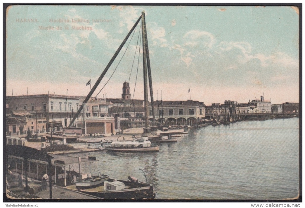 POS-1023 CUBA POSTCARD. CIRCA 1905. MUELLE DE LA MACHINA, MACHINA LANDING HARBOUR. - Cuba