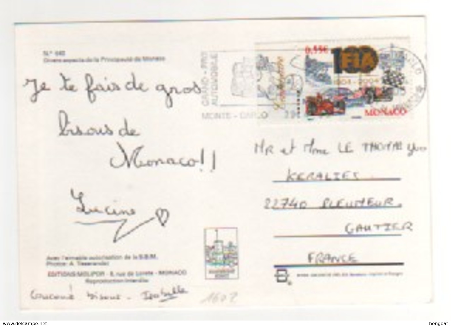Beau Timbre , Stamp " Prix Automobile " Sur CP , Carte , Postcard Du  29/04/2005 - Storia Postale