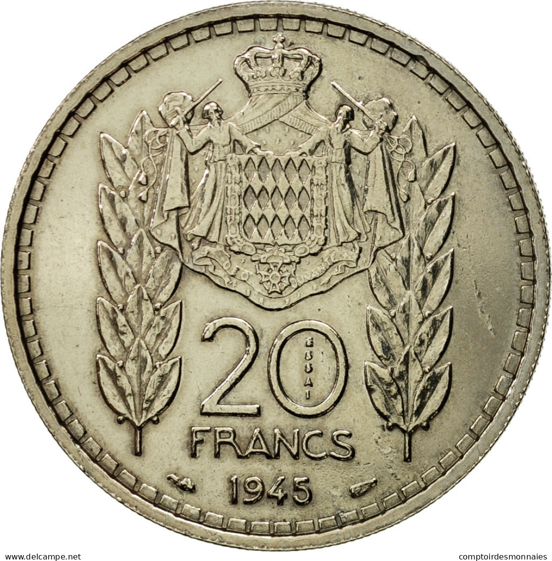 Monnaie, Monaco, Louis II, 20 Francs, 1945, Paris, ESSAI, SUP+, Copper-nickel - 1922-1949 Louis II
