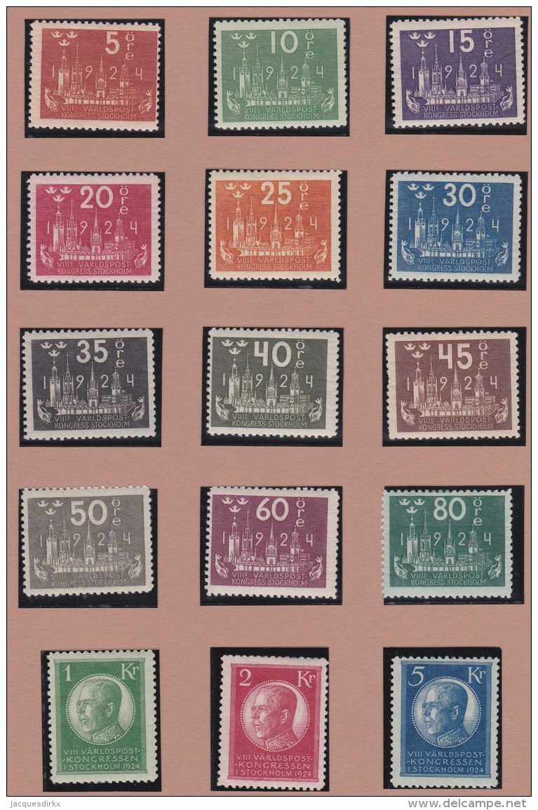 Sweden    .      Facit   .      196/210         .       *   .    Mint-hinged   .   /   .    Ongebruikt - Ongebruikt