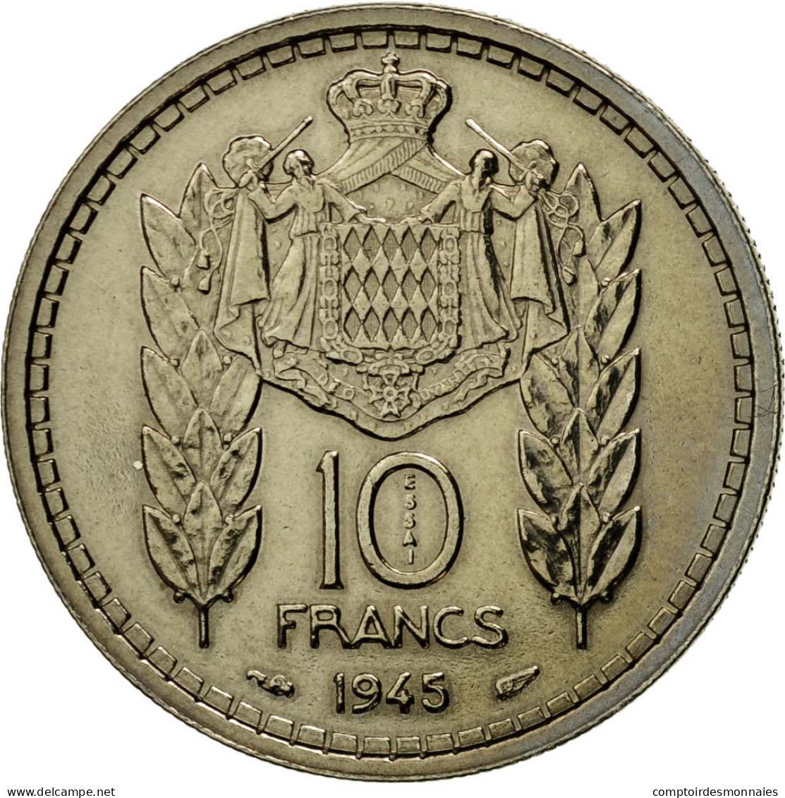 Monnaie, Monaco, Louis II, 10 Francs, 1945, Paris, ESSAI, SPL+, Copper-nickel - 1922-1949 Louis II