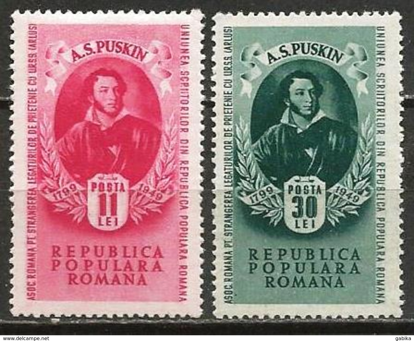 Romania 1949 Scott 704-705 MNH Puskin - Nuevos