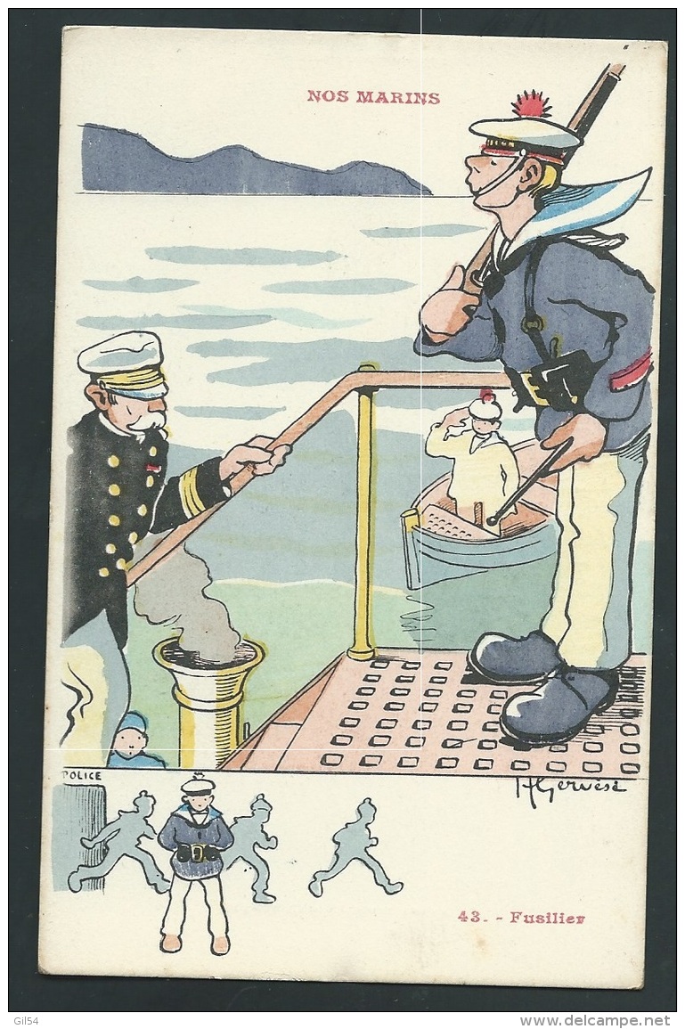 Nos Marins   - 43 - Fusilier    - Cpa Illustrée Par Gervèse     Zbl89 - Gervese, H.