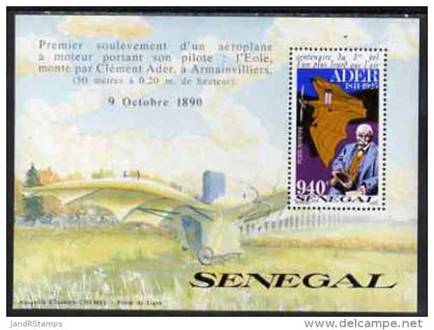 66377 Senegal 1991 Centenary Of Ader's First Heavier Than Air Flight 940f Perf M/sheet U/m SG MS 1110 (aviation) - Senegal (1960-...)