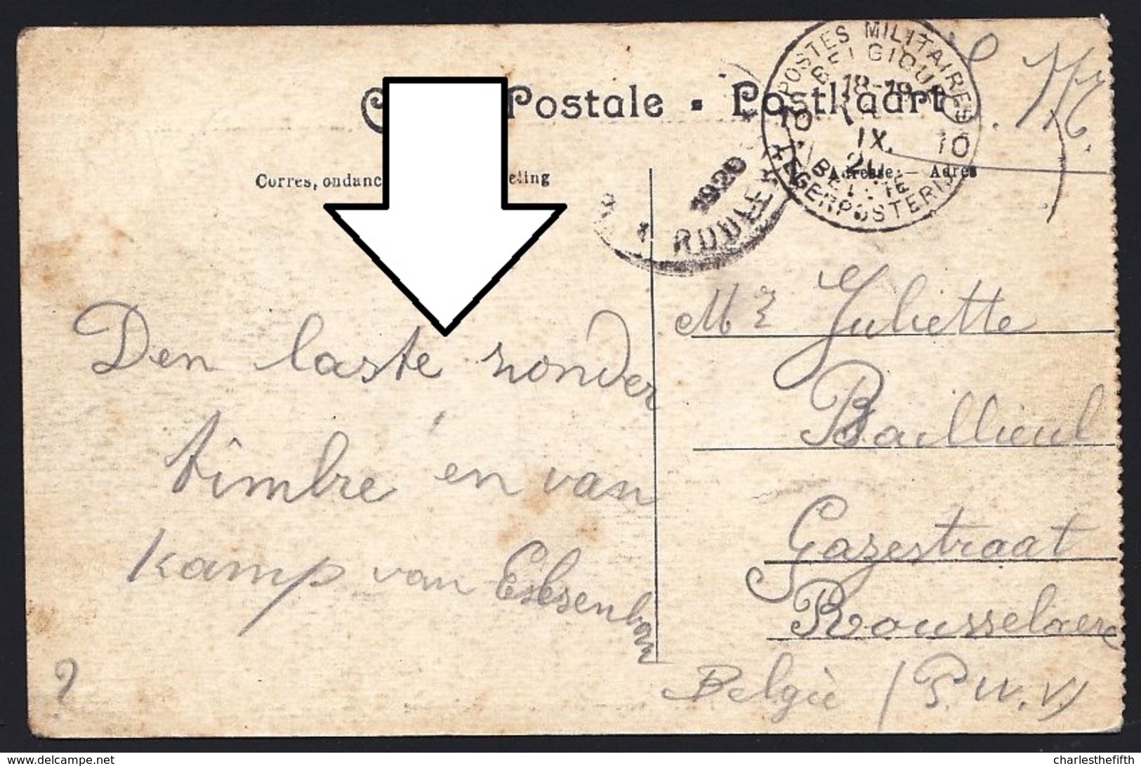 SERVICE MILITAIRE DE SEPTEMBRE 1920 ( Dernier Exp. Du Camp D'Elsenborn - Voir Verso ) - Pièce De 155 Mm Et Ses Servants - Guerre 1914-18