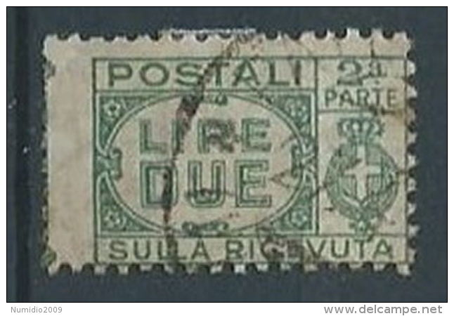 1946 LUOGOTENENZA USATO PACCHI POSTALI SEZIONE 2 LIRE - RR13126-2 - Paketmarken