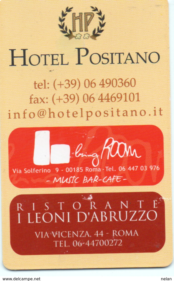 HOTEL-ROOM KEY CARD-ITALIA-HOTEL POSITANO-ROMA - Chiavi Elettroniche Di Alberghi