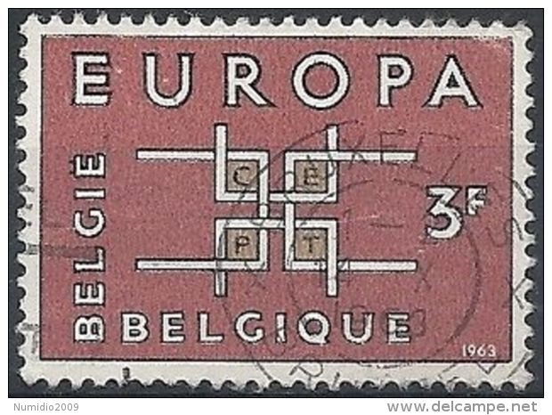 1963 BELGIO USATO EUROPA 3 F - 6 - 1963