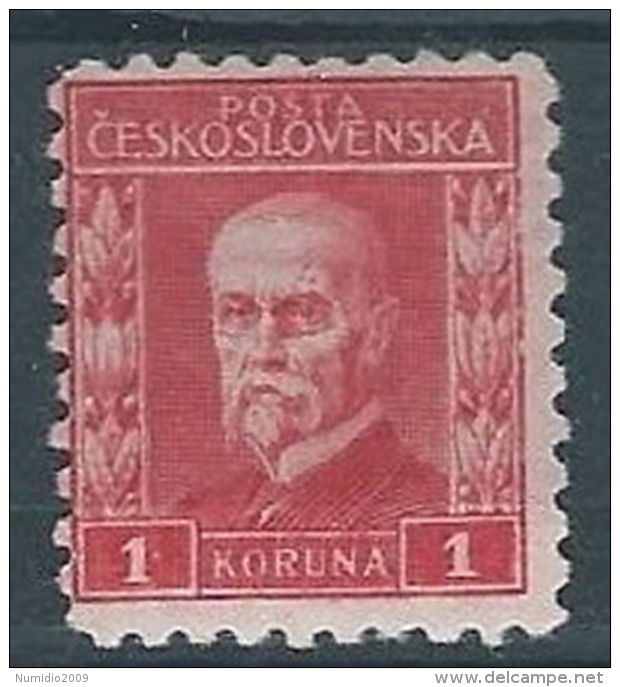 1925 CECOSLOVACCHIA TOMAS GARRIGUE MASARYK 1 KR MH * - CZ021 - Nuovi