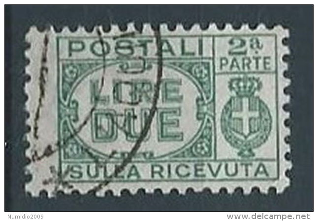 1946 LUOGOTENENZA USATO PACCHI POSTALI SEZIONE 2 LIRE - RR13126 - Colis-postaux