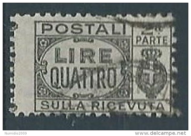 1946 LUOGOTENENZA USATO PACCHI POSTALI SEZIONE 4 LIRE - RR13127 - Colis-postaux