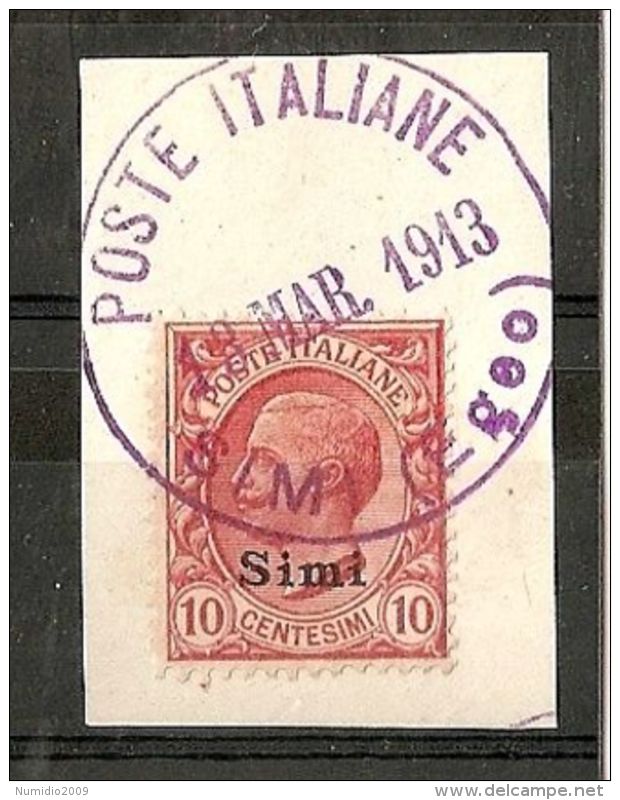 1912 EGEO SIMI USATO 10 CENT - RR5783 - Ägäis (Simi)