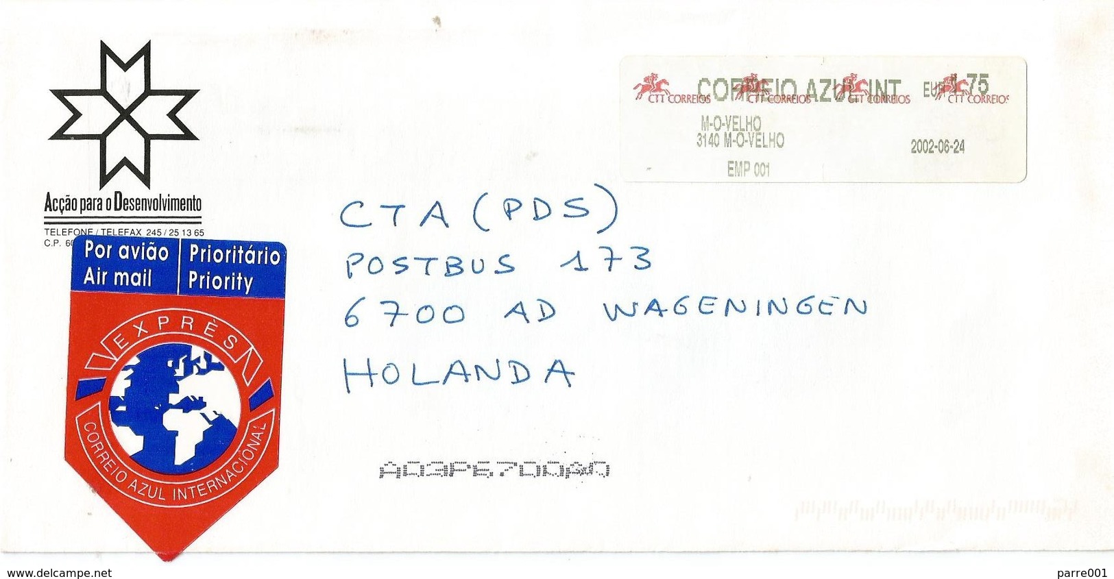 Portugal 2002 M O Velho Meter EMA Label Post Rider And “CTT CORREIOS Azul Express Cover - Maschinenstempel (EMA)