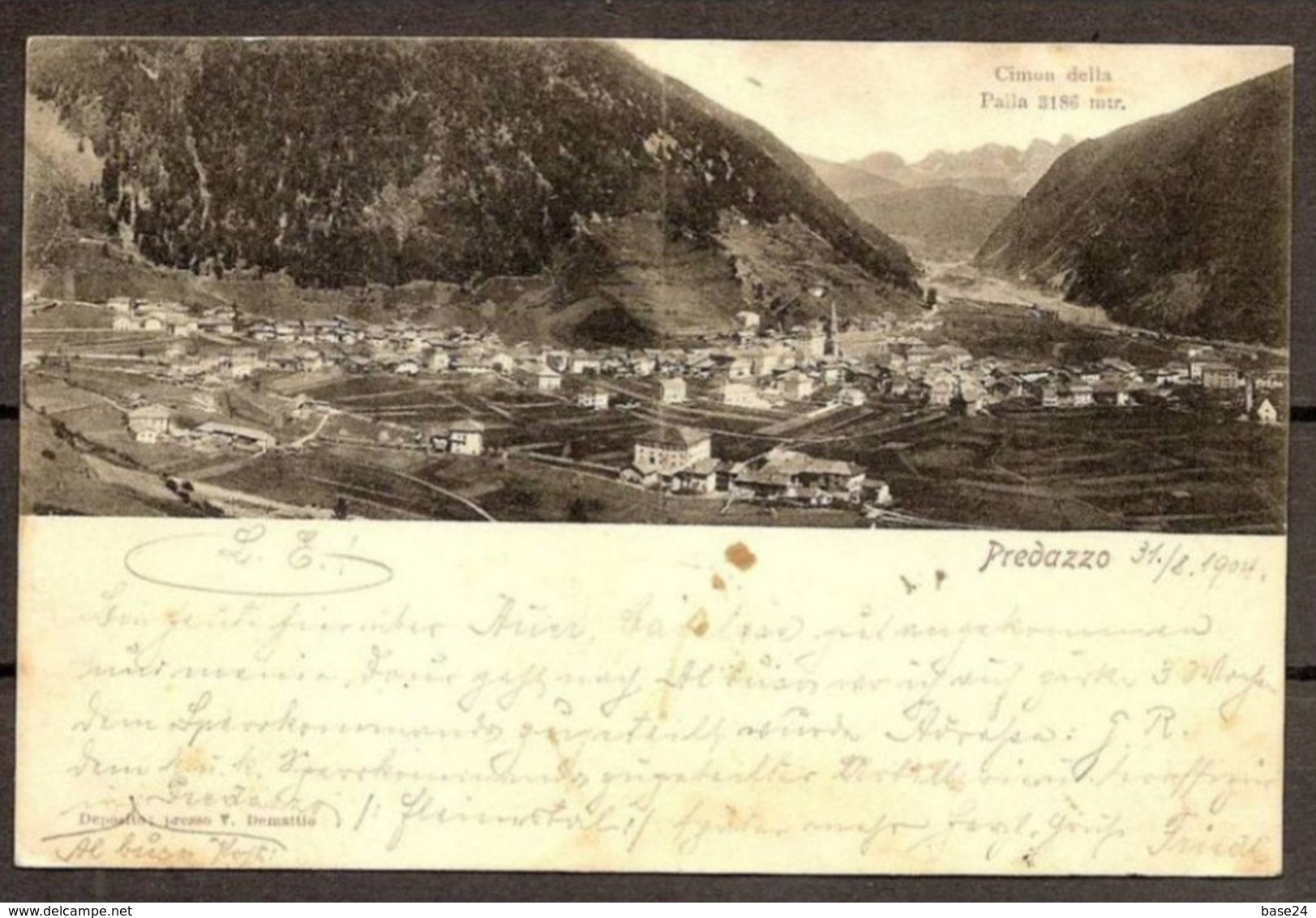 1904 Austria STORIA POSTALE Cartolina Predazzo Con 5h Verde Azzurro Francesco Giuseppe Viaggiata - Briefe U. Dokumente
