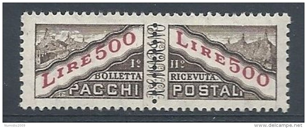 1956-61 SAN MARINO PACCHI POSTALI 500 &pound; MNH ** 7960-4 - Spoorwegzegels