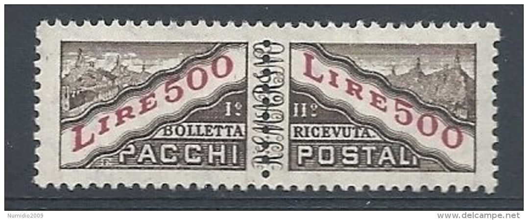 1956-61 SAN MARINO PACCHI POSTALI 500 &pound; MNH ** 7960-4 - Paquetes Postales