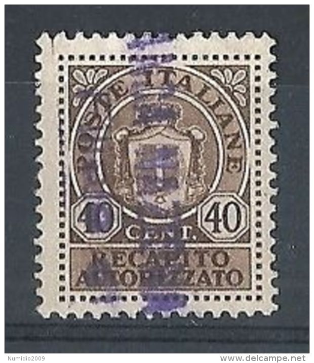 1945 LUOGOTENENZA USATO REC. AUTORIZZATO 40 C - 8373-5 - Geautoriseerde Privédienst