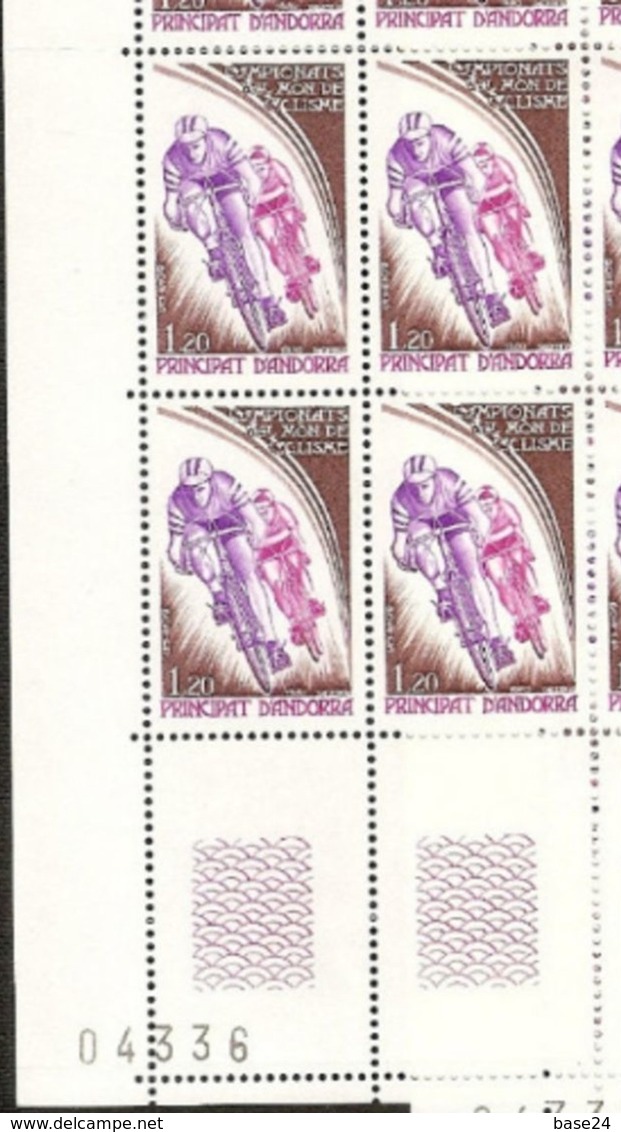 1980 French Andorra Andorre CICLISMO - CYCLISME 45 Serie: Foglio X 25 + 20 MNH** Sheet +20 - Ciclismo