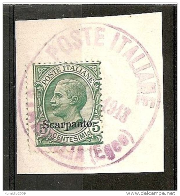 1912 EGEO SCARPANTO USATO 5 CENT - RR5774 - Egée (Scarpanto)