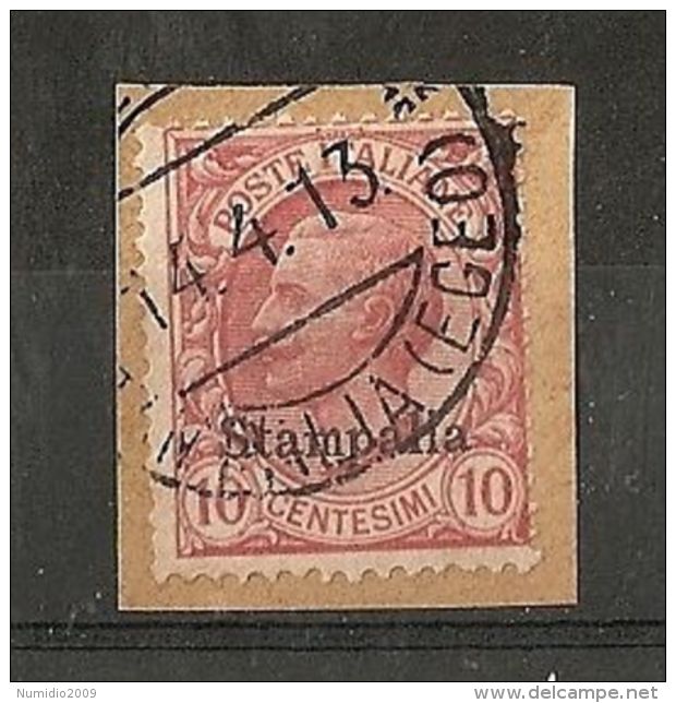 1912 EGEO STAMPALIA USATO 10 CENT - RR5789 - Egée (Stampalia)