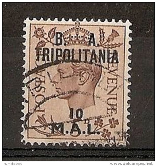 1950 TRIPOLITANIA USATO OCC. INGLESE BA 10 MAL - R4358 - Tripolitania