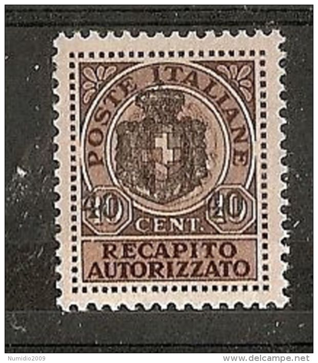 1945 LUOGOTENENZA REC. AUTORIZZATO 40 C MH * - 7310-2 - Service Privé Autorisé