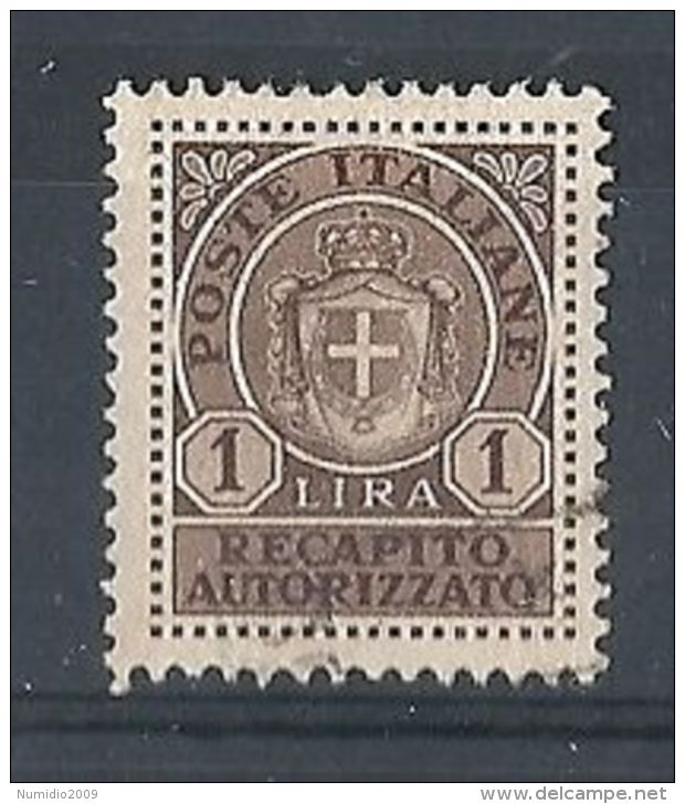 1946 LUOGOTENENZA USATO REC. AUTORIZZATO 1 &pound; - 8373-2 - Servicio Privado Autorizado